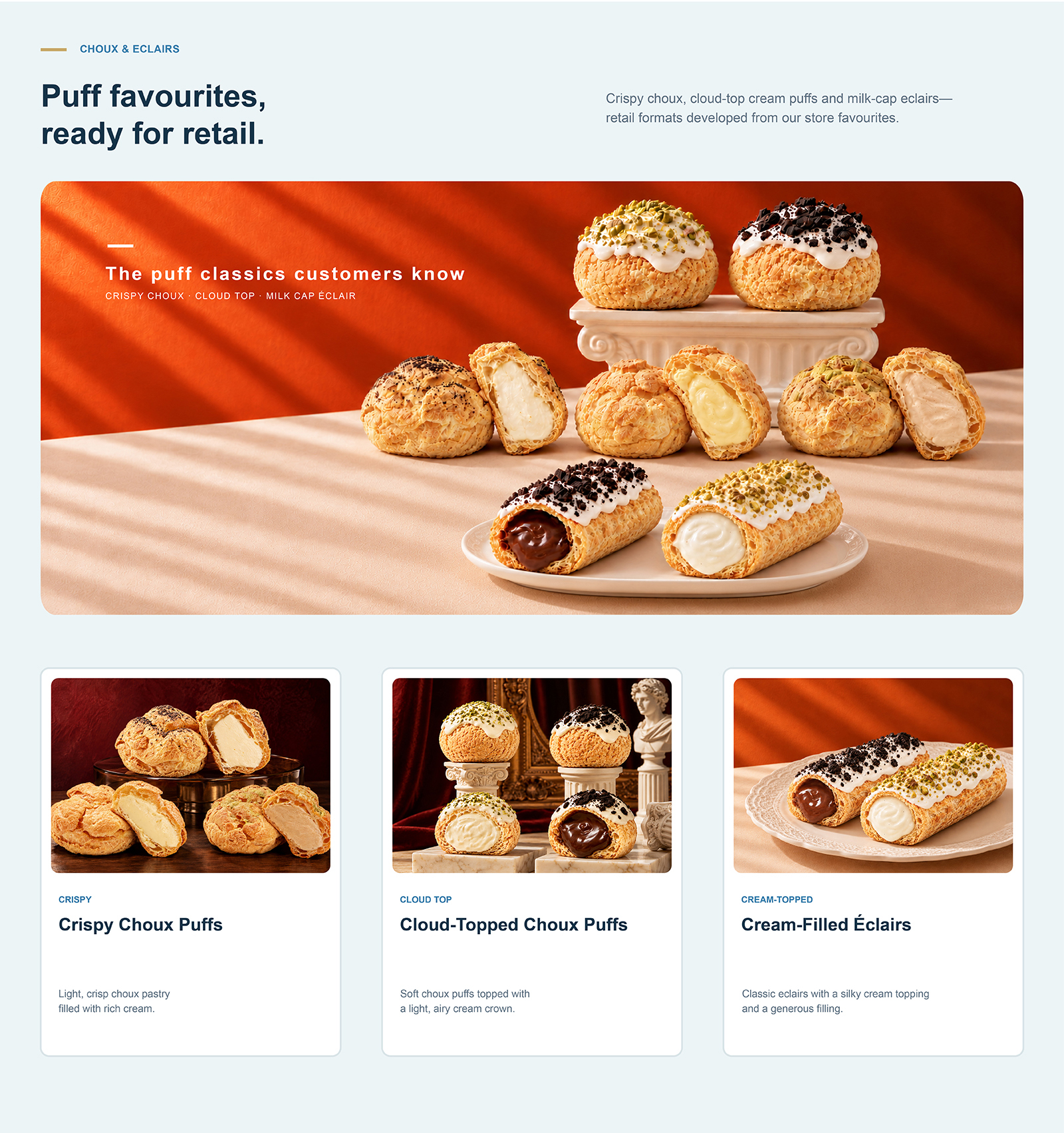 Retail range — puff favourites, ready for retail